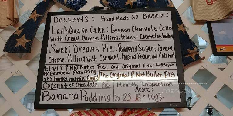 Becky's Grocery Grill - Maryville, TN menu_pic