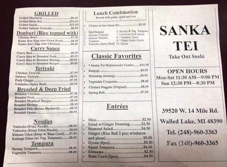 Sanka Tei - Commerce Township, MI menu_pic