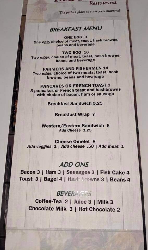 Red Rooster Restaurant - Crapaud, PE menu_pic