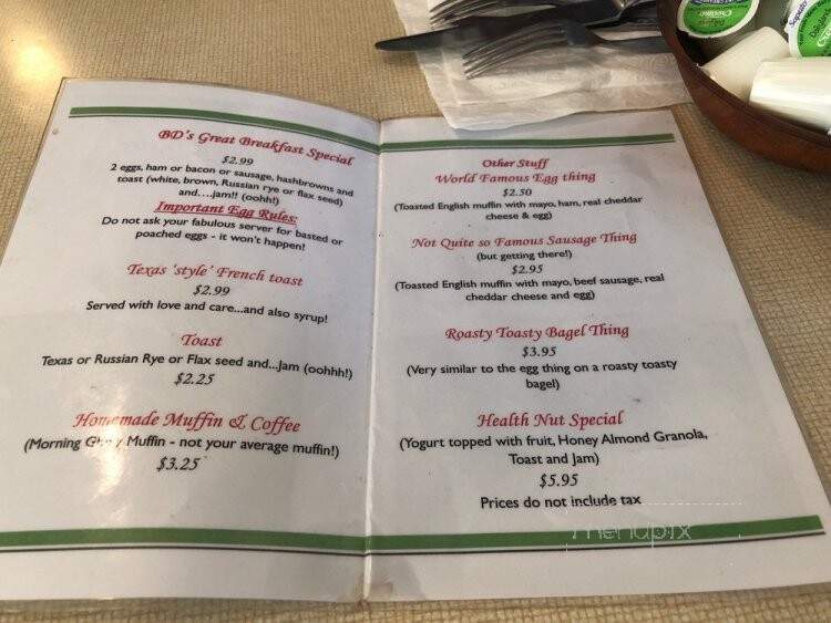 The Brown Derby Cafe - Armstrong, BC menu_pic