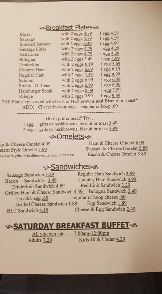 Southern Lady Restaurant - Bowdon, GA menu_pic