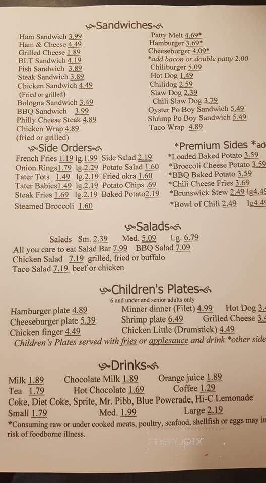 Southern Lady Restaurant - Bowdon, GA menu_pic