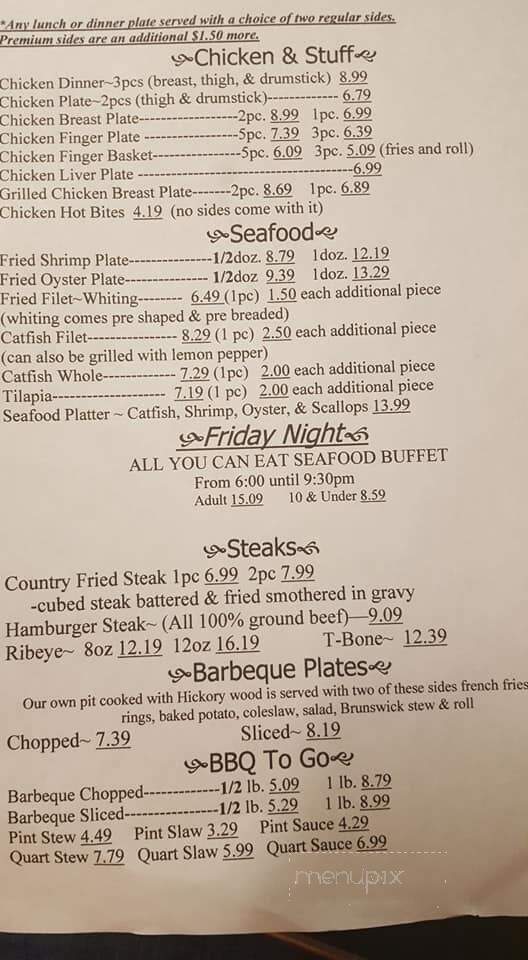 Southern Lady Restaurant - Bowdon, GA menu_pic