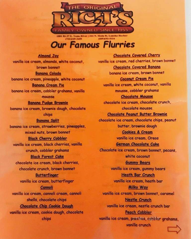 Rich's Ice Cream - Toms River, NJ menu_pic
