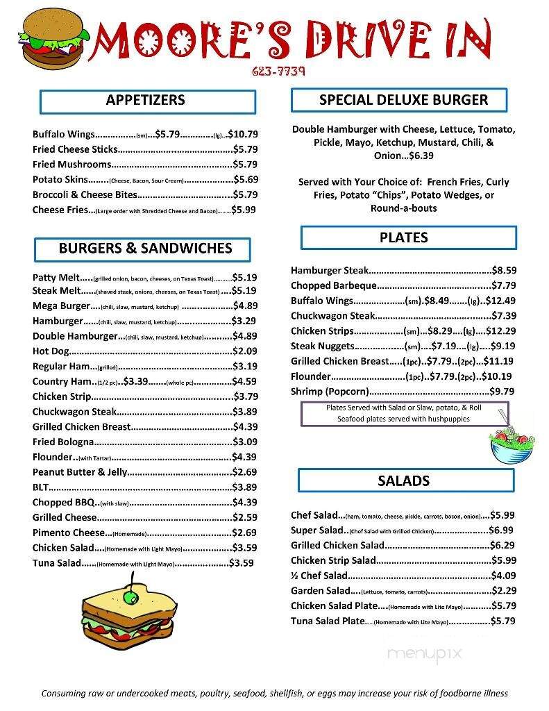 Moore's Drive In - Chesterfield, SC menu_pic