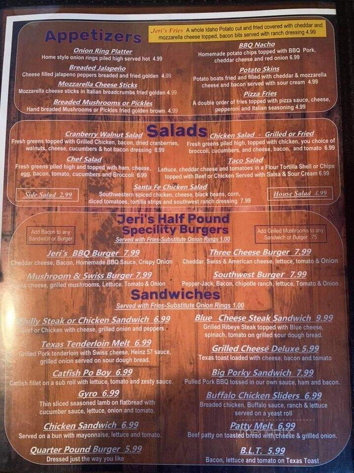 Jeri's Cafe - Clay, KY menu_pic