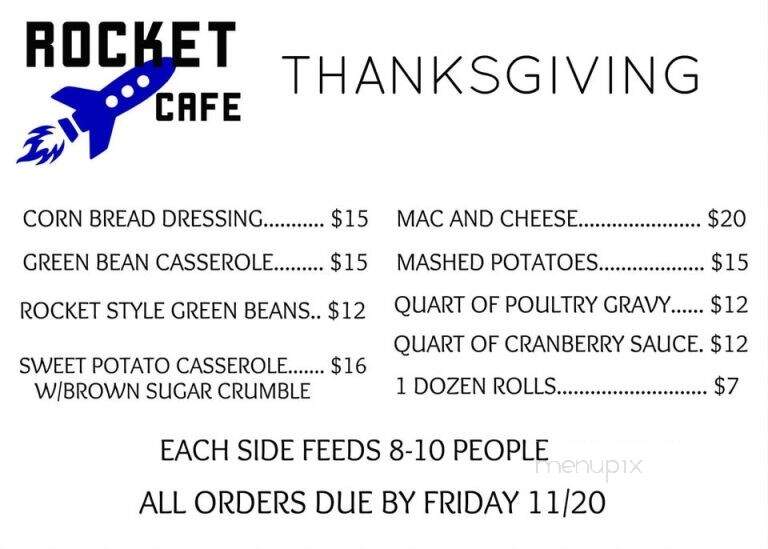 Rocket Cafe - Robinson, TX menu_pic