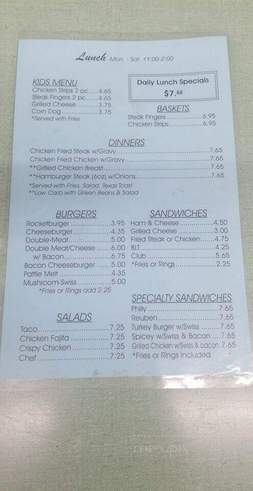 Rocket Cafe - Robinson, TX menu_pic