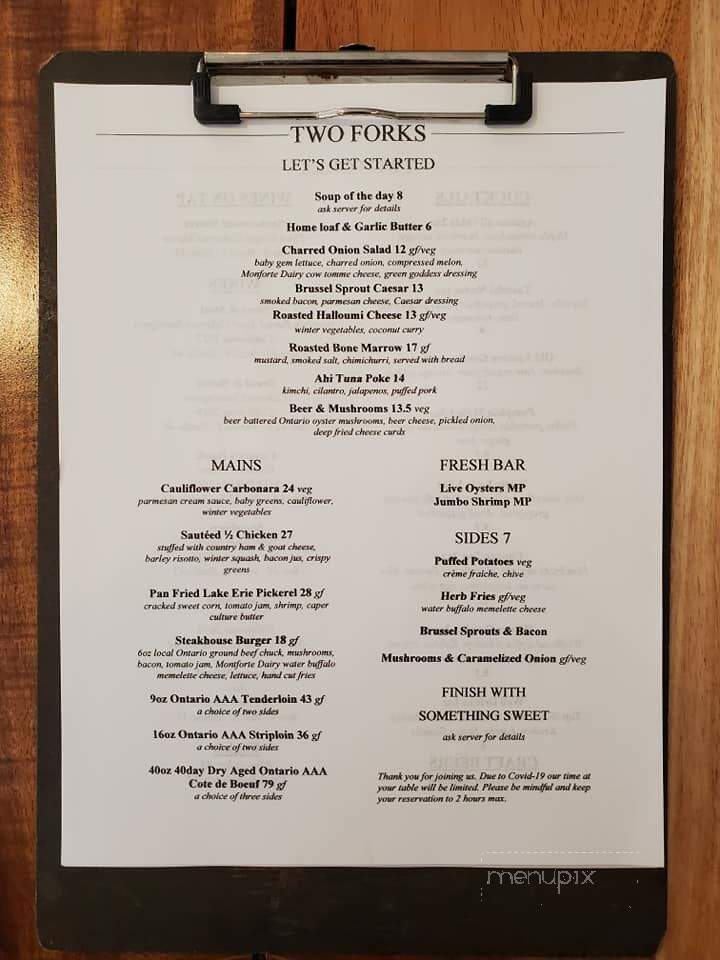Two Forks - Port Stanley, ON menu_pic