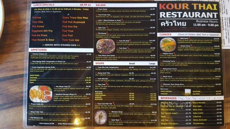Kour Thai Restaurant - Clearlake, CA menu_pic