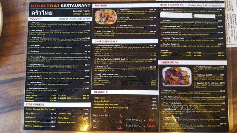 Kour Thai Restaurant - Clearlake, CA menu_pic