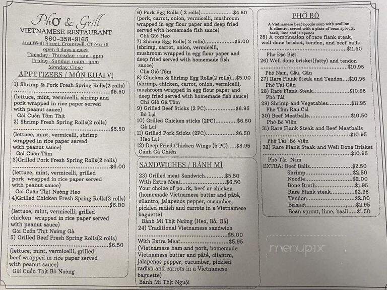 Pho & Grill - Cromwell, CT menu_pic