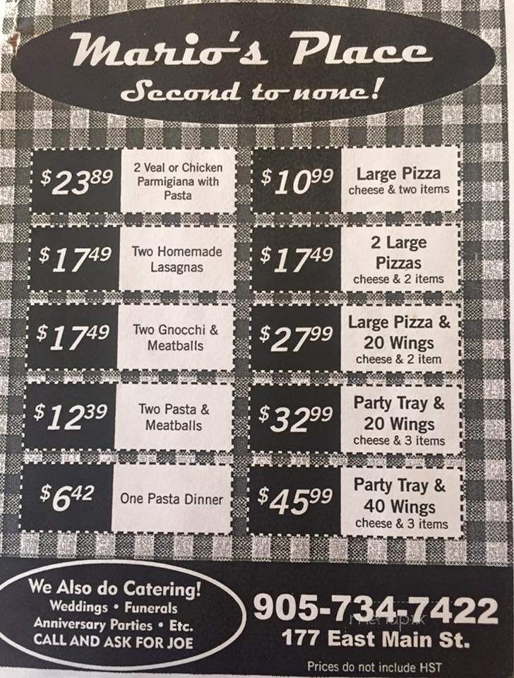 Mario's Place - Welland, ON menu_pic