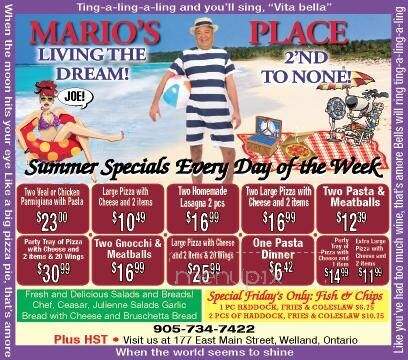 Mario's Place - Welland, ON menu_pic