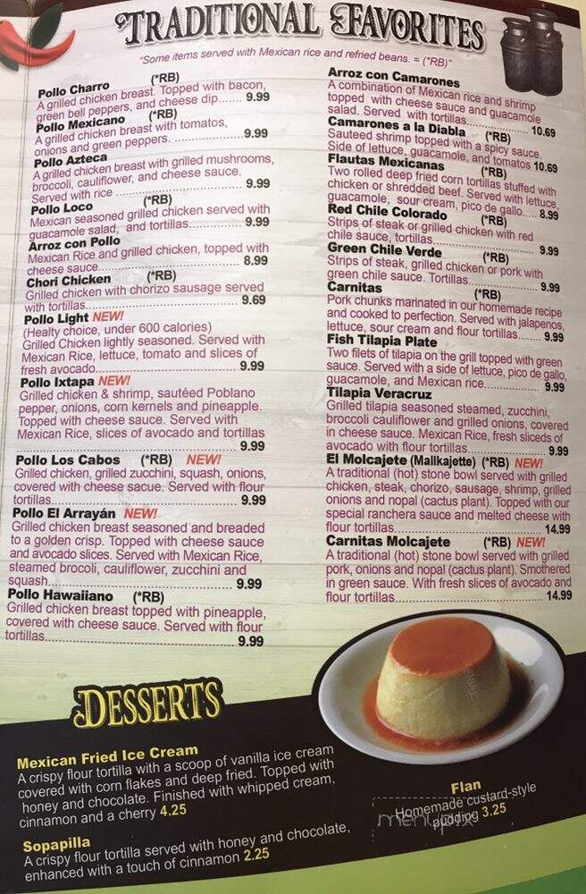 Los Tres Caminos - Marshall, IL menu_pic