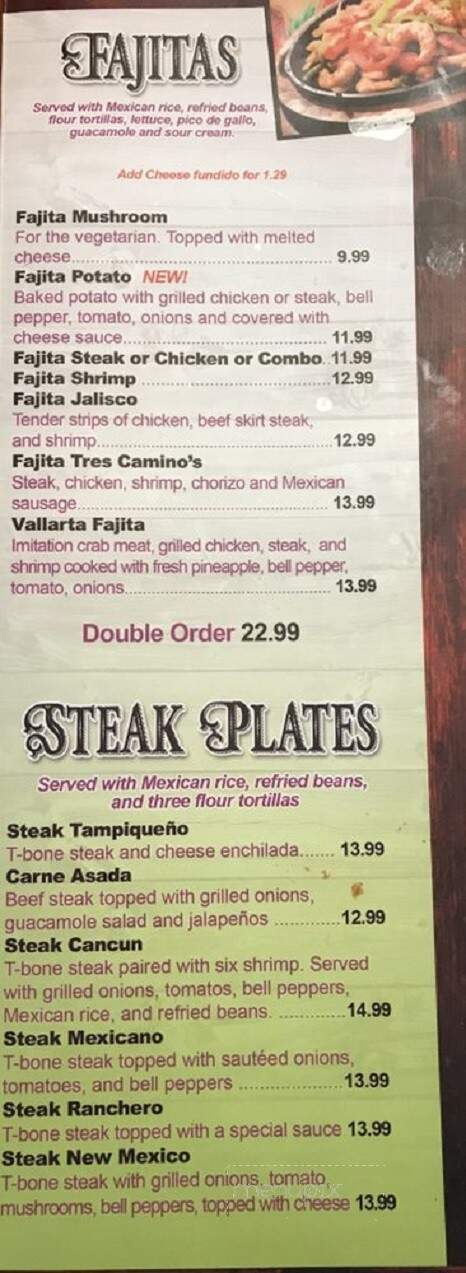 Los Tres Caminos - Marshall, IL menu_pic