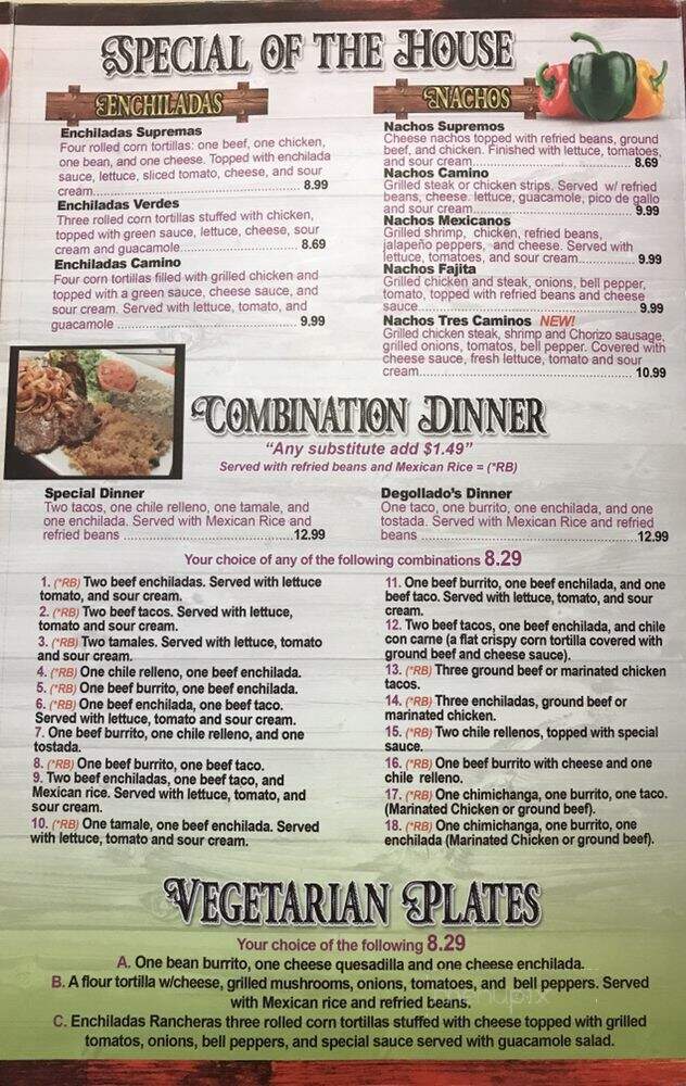 Los Tres Caminos - Marshall, IL menu_pic