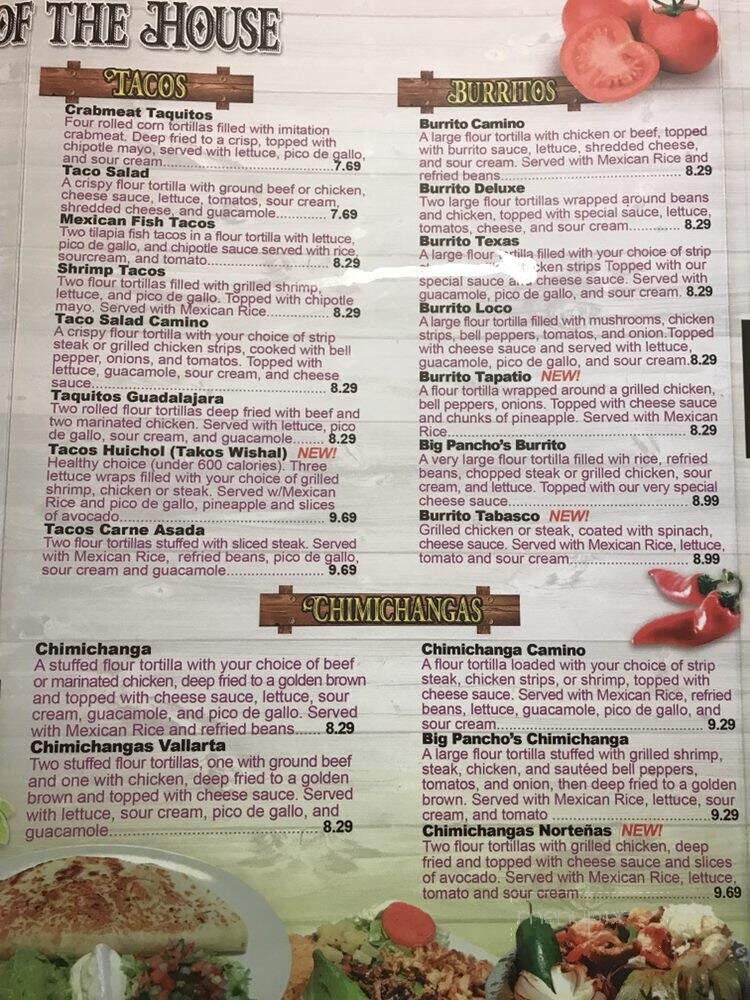 Los Tres Caminos - Marshall, IL menu_pic