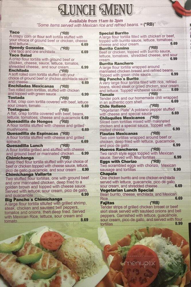 Los Tres Caminos - Marshall, IL menu_pic