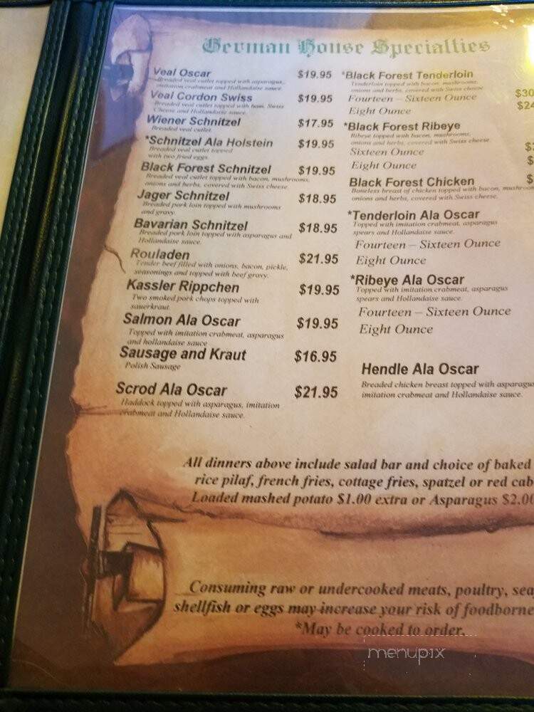 Bavarian Inn Supper Club - Lena, WI menu_pic