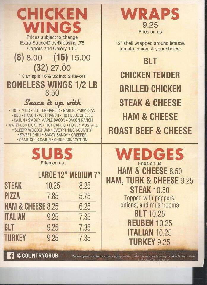 Country Grub - Polk, PA menu_pic