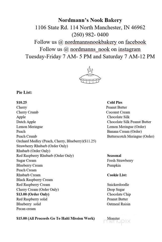 Nordmann's Nook - North Manchester, IN menu_pic