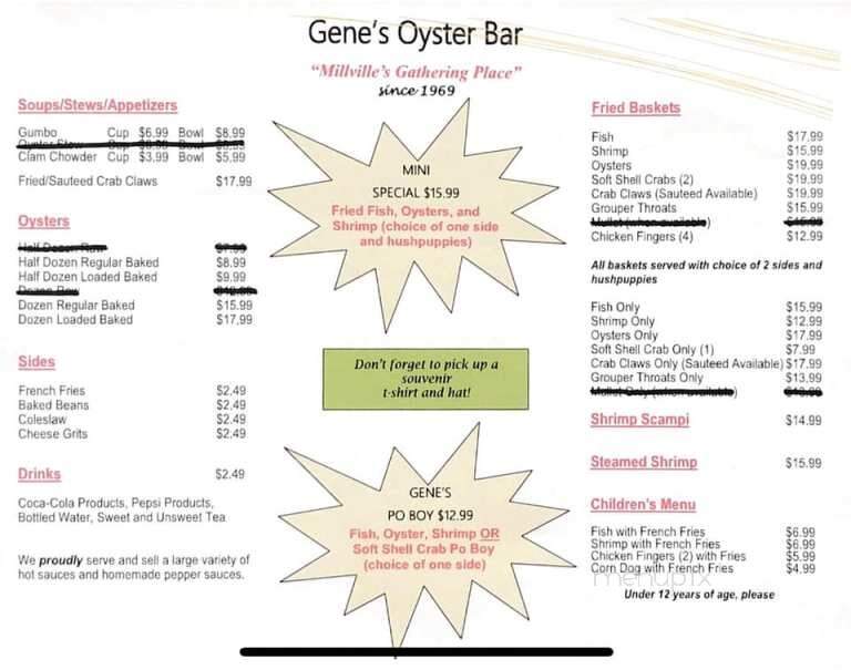 Gene's Oyster Bar - Panama City, FL menu_pic