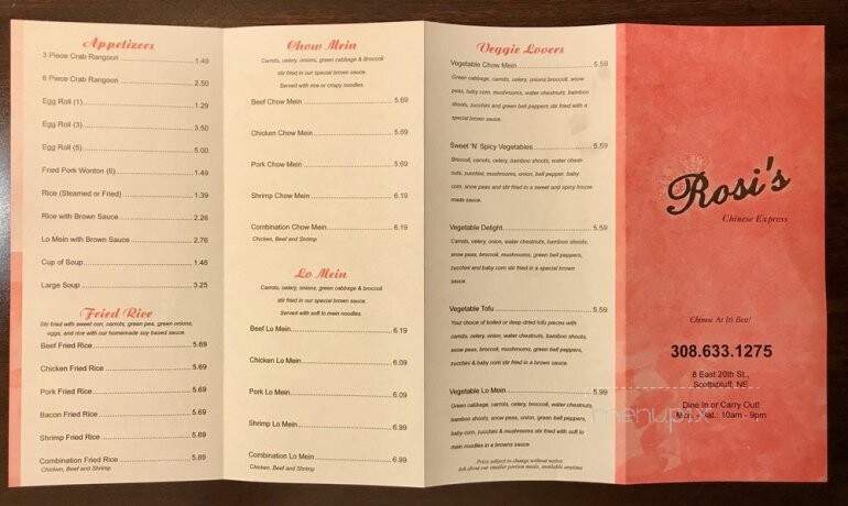 Rosi's Chinese Express - Scottsbluff, NE menu_pic