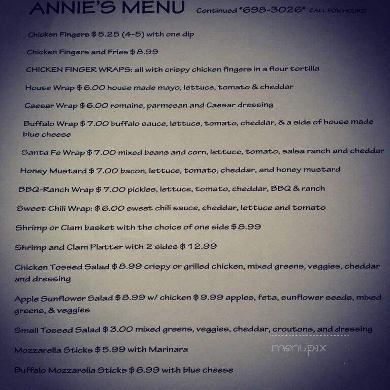 Annie's - Canisteo, NY menu_pic