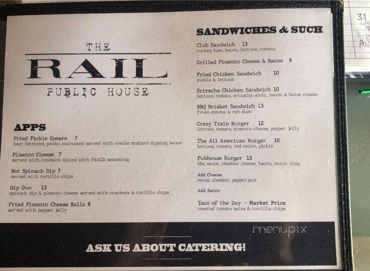 The Rail Public House - Gadsden, AL menu_pic