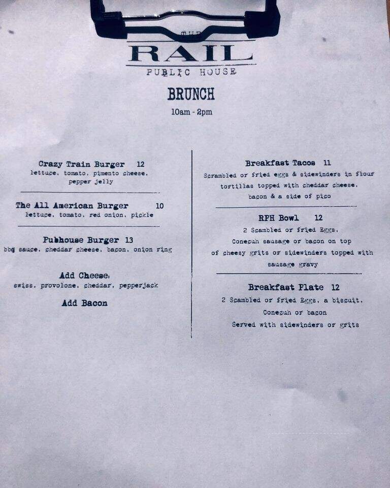 The Rail Public House - Gadsden, AL menu_pic