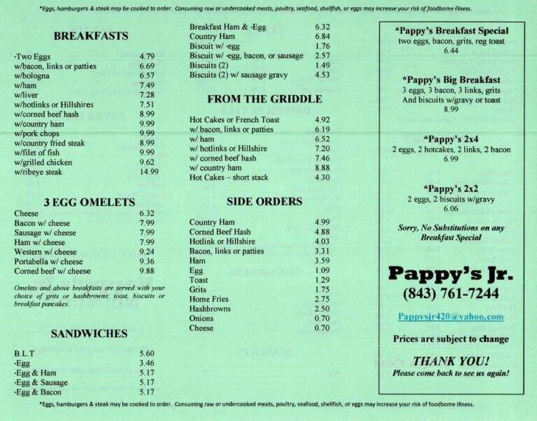 Little Pappy's 4 - Moncks Corner, SC menu_pic