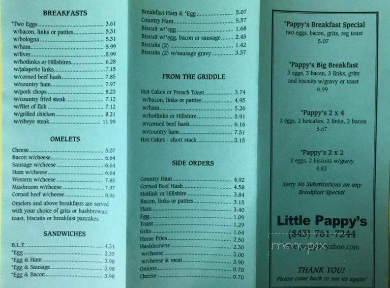 Little Pappy's 4 - Moncks Corner, SC menu_pic