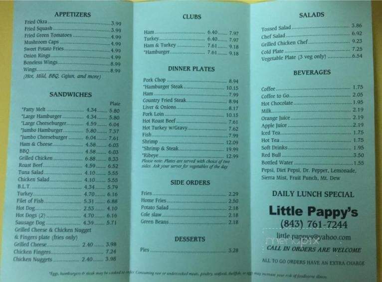 Little Pappy's 4 - Moncks Corner, SC menu_pic