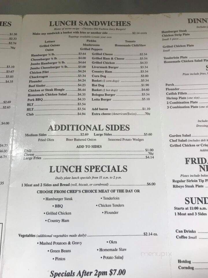 Christie's Kitchen - Polkville, NC menu_pic