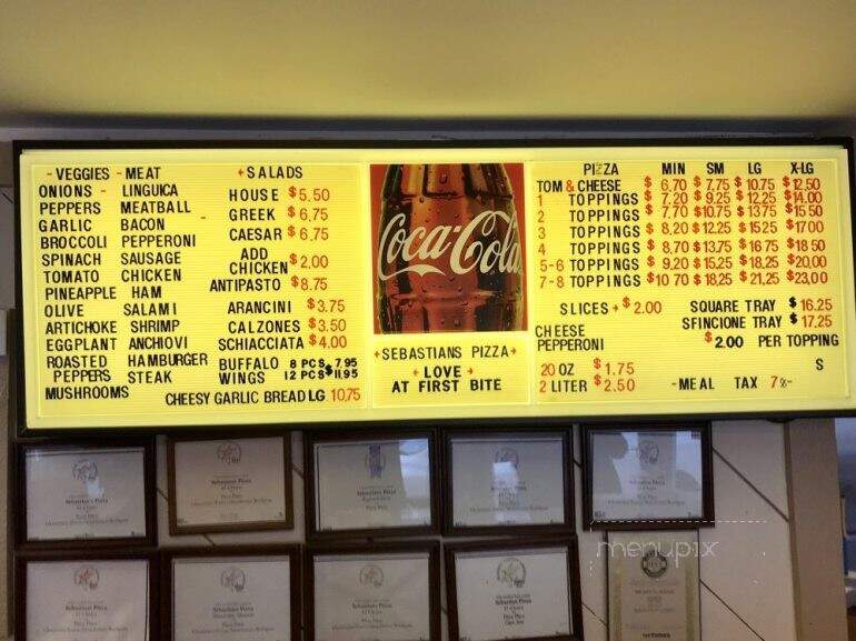 Sebastian Pizza - Gloucester, MA menu_pic