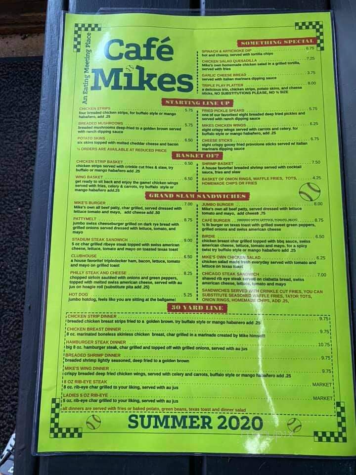 Mike's Cafe - Corinth, MS menu_pic