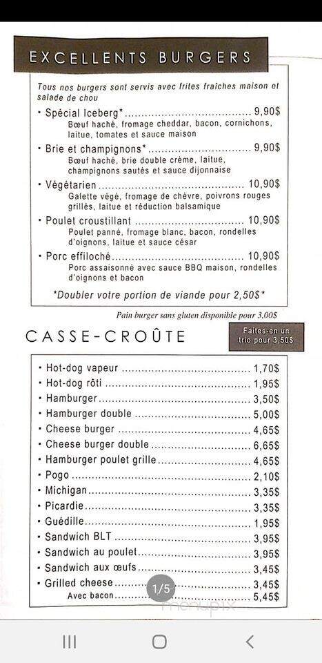 L'Iceberg - Lacolle, QC menu_pic