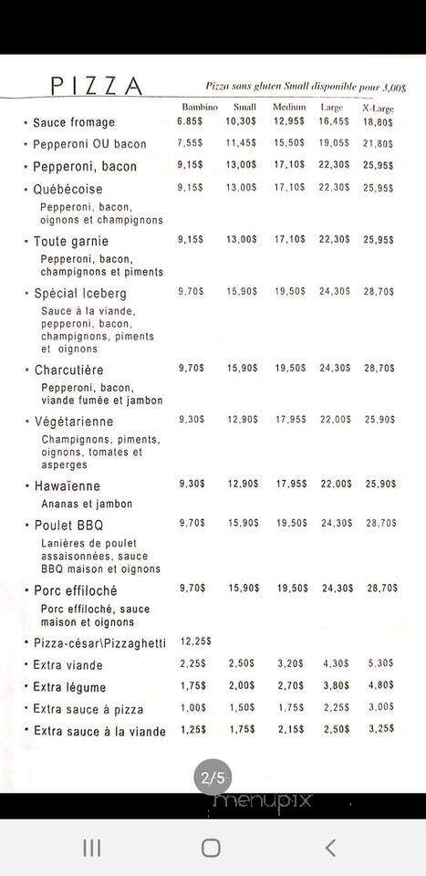 L'Iceberg - Lacolle, QC menu_pic