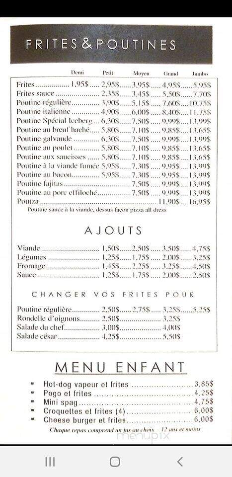 L'Iceberg - Lacolle, QC menu_pic