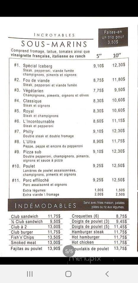 L'Iceberg - Lacolle, QC menu_pic