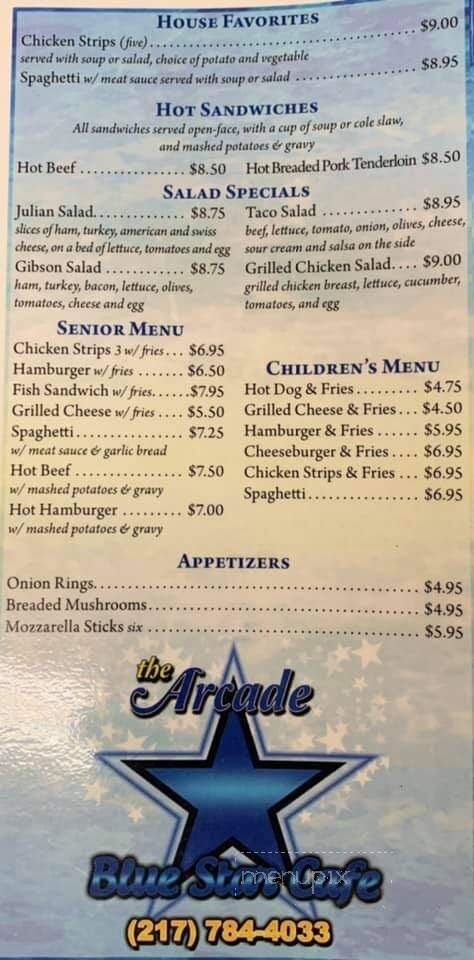 Blue Star Cafe - Gibson City, IL menu_pic