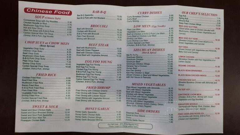 Canton Express - North Bay, ON menu_pic