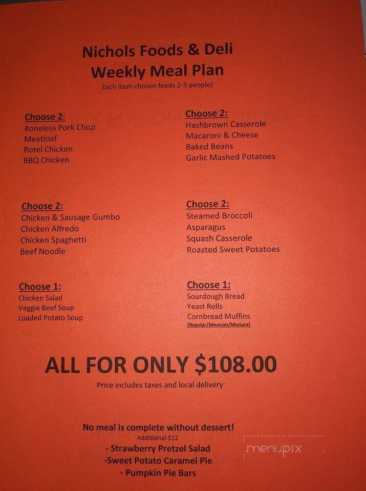 Nichols Foods & Deli - New Albany, MS menu_pic