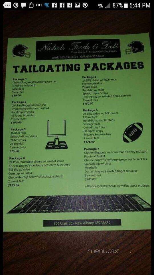 Nichols Foods & Deli - New Albany, MS menu_pic