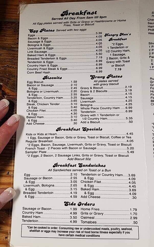 Boonville Restaurant - Boonville, NC menu_pic