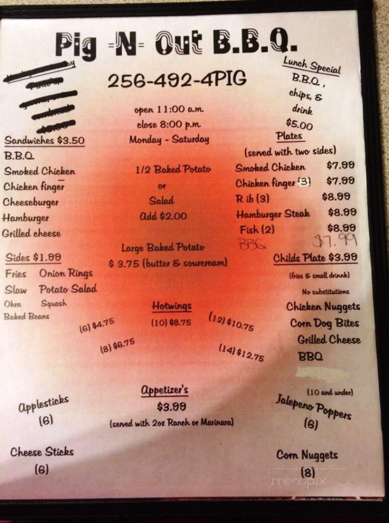 Pig-N-Out Barbeque - Hokes Bluff, AL menu_pic