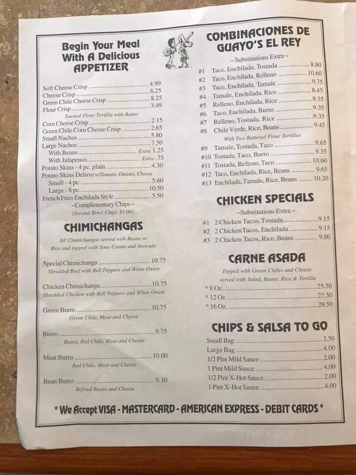 Guayo's El Rey - Miami, AZ menu_pic