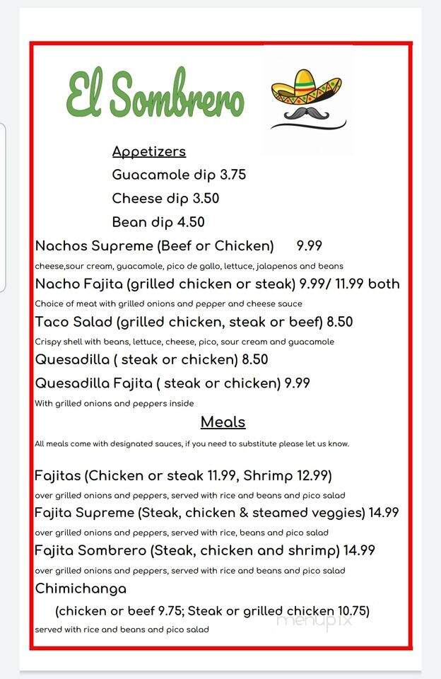 El Sombrero - Mascoutah, IL menu_pic