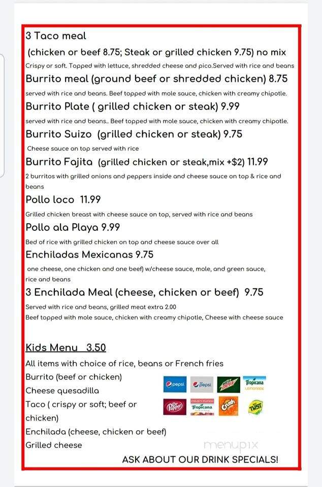 El Sombrero - Mascoutah, IL menu_pic